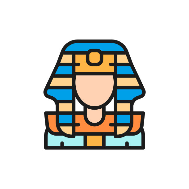 埃及法老图坦卡蒙的面具颜色线图片下载