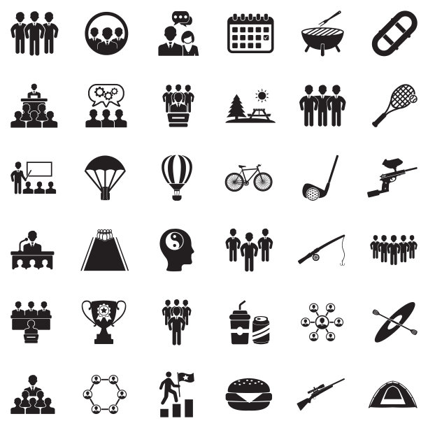 团队建设图标。黑色的平面设计。矢量插图。图片下载