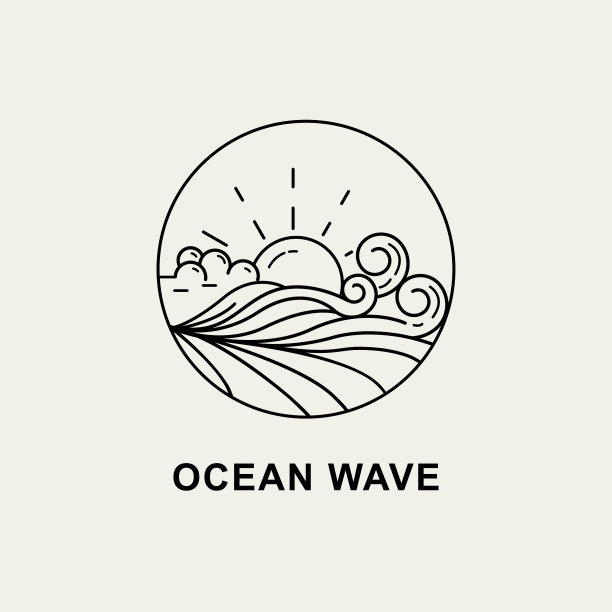 海洋波浪线艺术标志夏季设计矢量插图图片下载