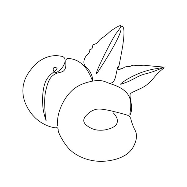 连续一行画桃。矢量插图。白色背景上的黑色线条艺术。卡通桃子孤立的白色背景。素食主义的概念图片下载