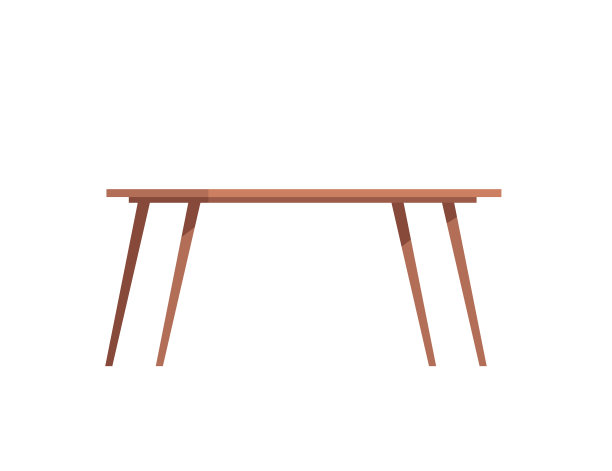 木桌家用家具平面矢量插图孤立在白色背景上图片下载