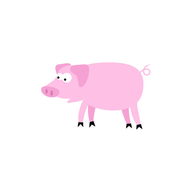 卡通猪在平面风格孤立图片下载