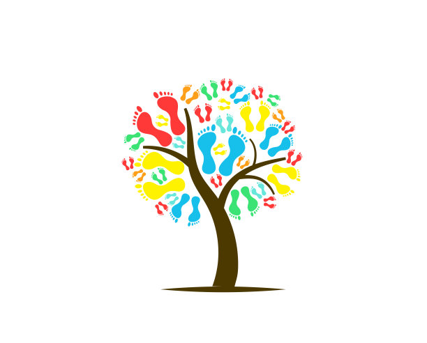 彩色生态足迹树图片下载