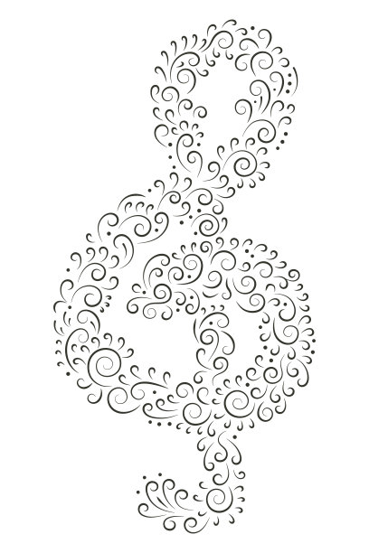 音乐的象征。黑色高音谱号孤立在白色背景图片下载