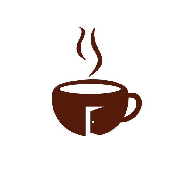 咖啡杯和入口门的标志标志图片下载