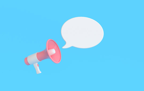 3d渲染扬声器，扩音器，信息气泡。服务于网红广告理念。图片下载