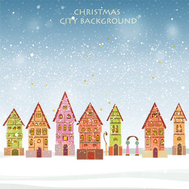 带有历史建筑的圣诞卡片图片下载