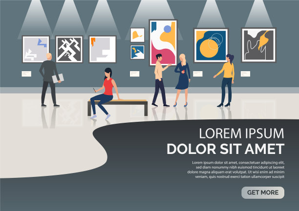 幻灯片上是参观博物馆的人图片下载