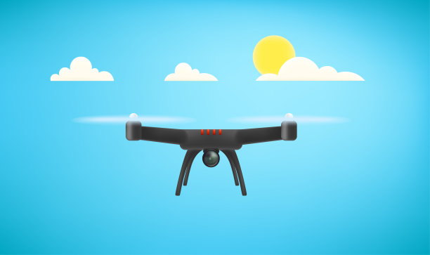 带数码相机的无人机在空中飞行图片下载