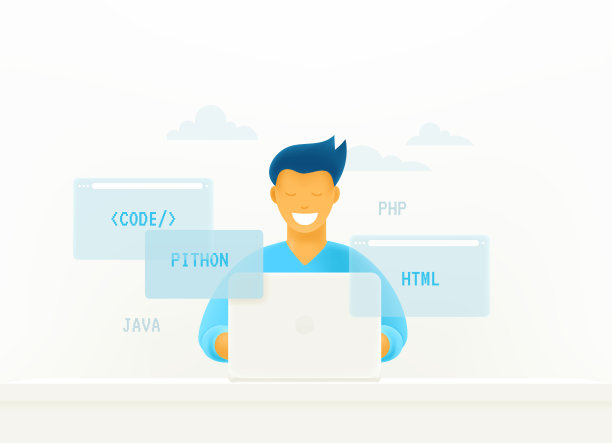 工作中的Web开发人员。3d风格可爱的等距矢量插图图片下载