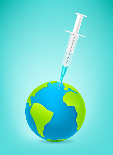 世界vaccniation概念。带注射器和地球仪的横幅。疫苗注射图片下载
