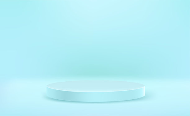 明亮的蓝色圆形舞台与复制空间。内容模板图片下载