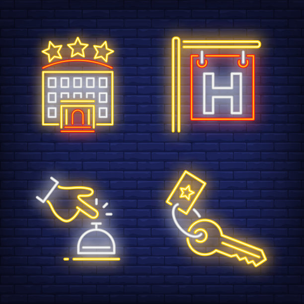 酒店霓虹招牌设招牌钟图片下载