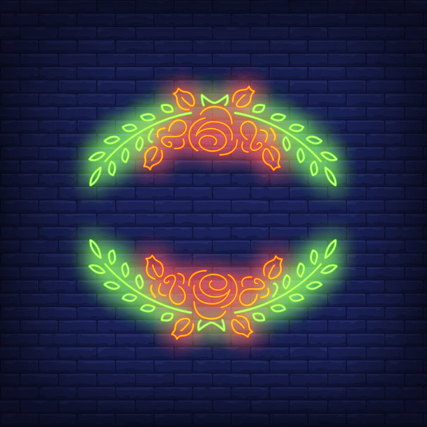 玫瑰框霓虹灯图片下载