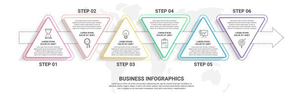 向量6步信息图从三角形与箭头图片下载