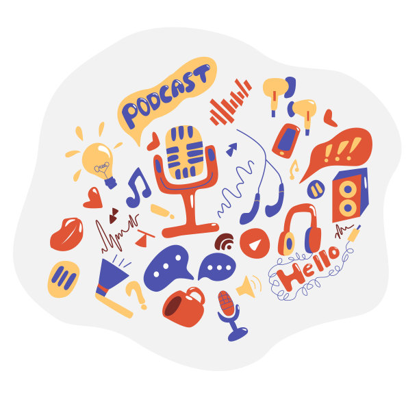 播客。电台图标设置直播平面矢量广播插图采访，播客，工作室视频录制。图片下载