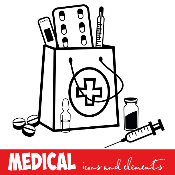 孤立的白色背景上的医疗图标。图片下载