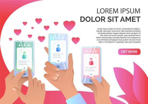 手牵手的智能手机上有在线约会应用图片下载