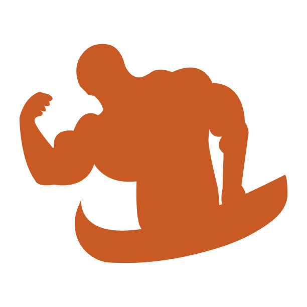 橙色剪影的男性健美运动员在白色图片下载