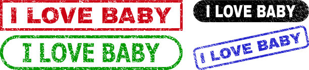 我喜欢使用垃圾纹理的婴儿矩形邮票图片下载