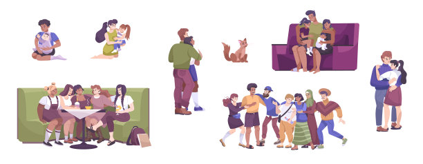 国际拥抱日图标集图片下载