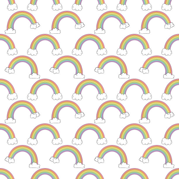 无缝图案与彩虹和云彩图片下载