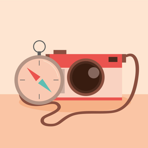 旅行度假摄影相机和指南针图片下载