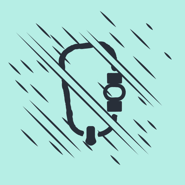 黑色钩环图标孤立在绿色背景上图片下载