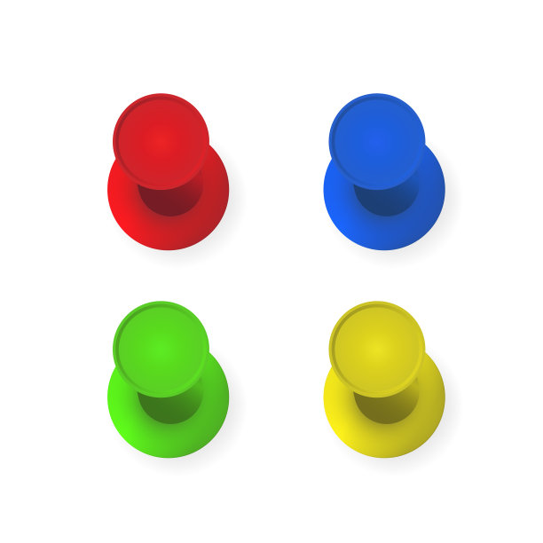 大头针在白色背景上有不同的颜色图片下载