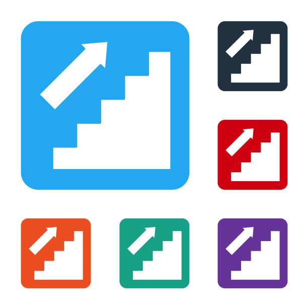 白色楼梯上的图标孤立在白色背景图片下载