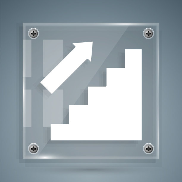 白色楼梯上的图标孤立在灰色背景图片下载