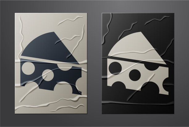 白色奶酪图标孤立在皱巴巴的纸上图片下载