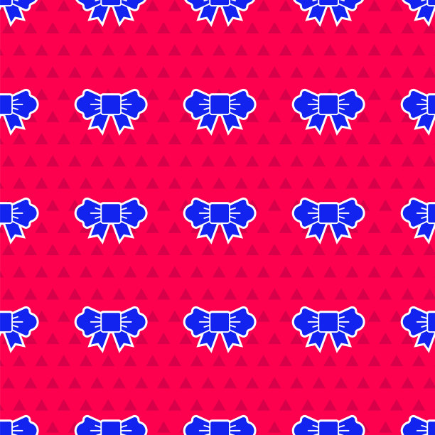 蓝色蝴蝶结图标孤立无缝模式上的红色图片下载