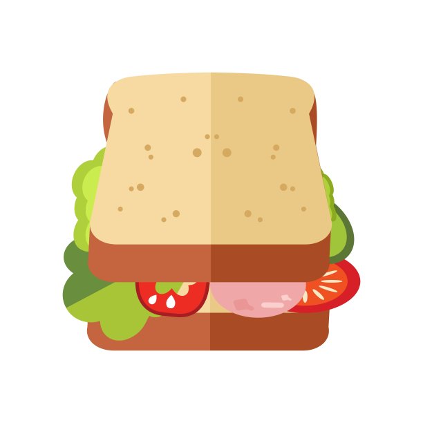 三明治平面图标矢量插图图片下载