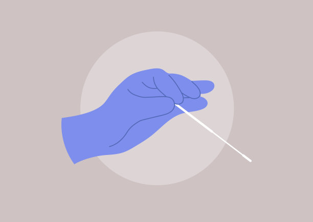 手戴防护手套，手持棉签，covid-19 PCR快速检测图片下载