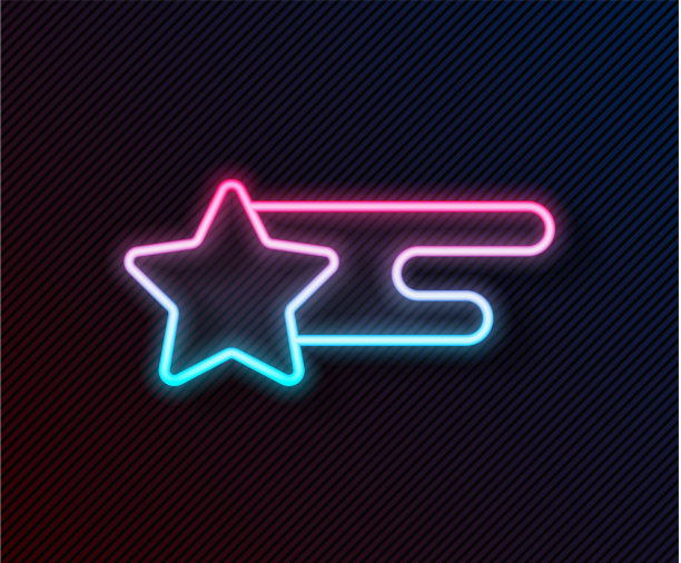 发光的霓虹线落星图标孤立上图片下载