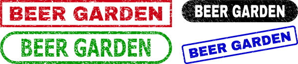 啤酒花园矩形邮票印章与刮花图片下载
