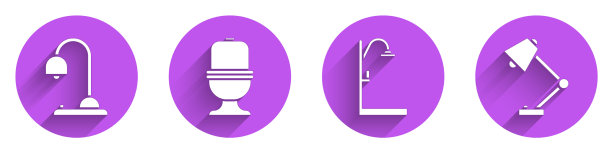 设台灯、抽水马桶、淋浴器和台灯图片下载