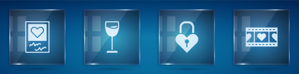 设相框，心形酒杯城堡图片下载