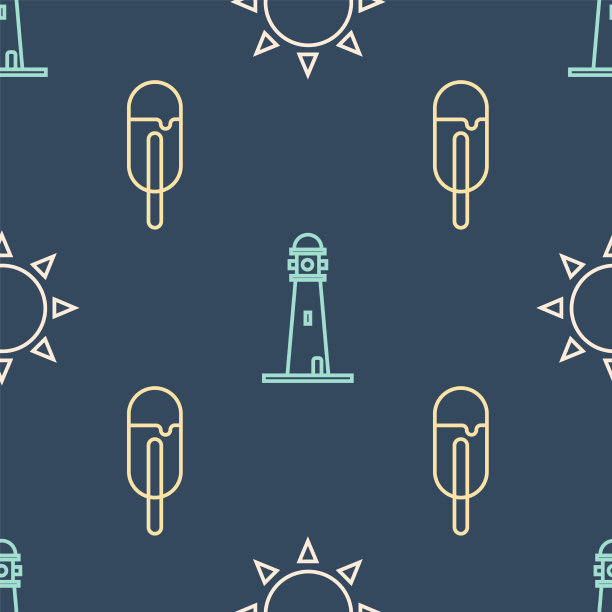 设线太阳冰淇淋和灯塔无缝图片下载