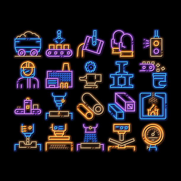 冶金霓虹灯图标插图图片下载