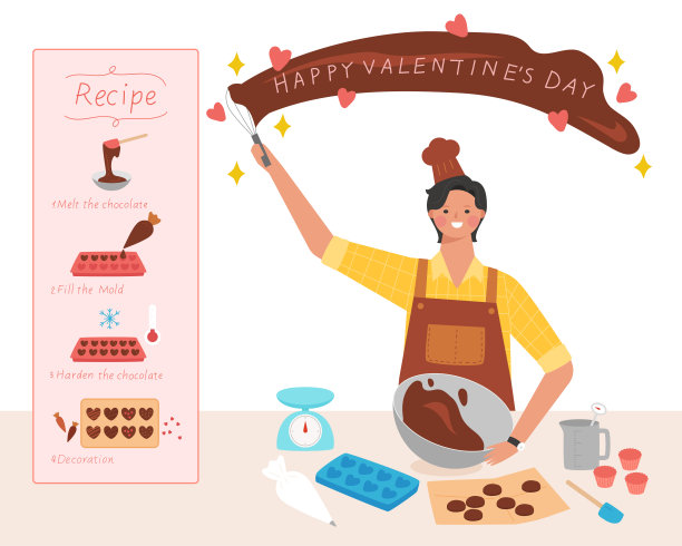男子制作情人节巧克力图片下载