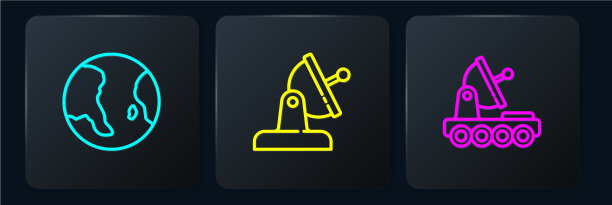 设线、地球仪、火星探测器和卫星图片下载