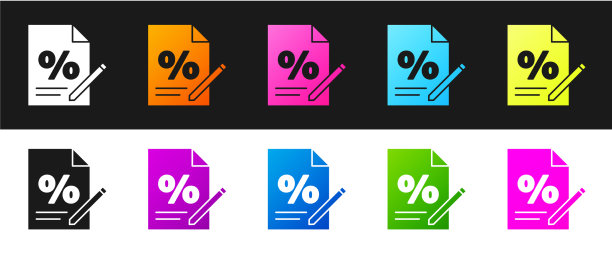 设置财务文档图标隔离在黑色和图片下载