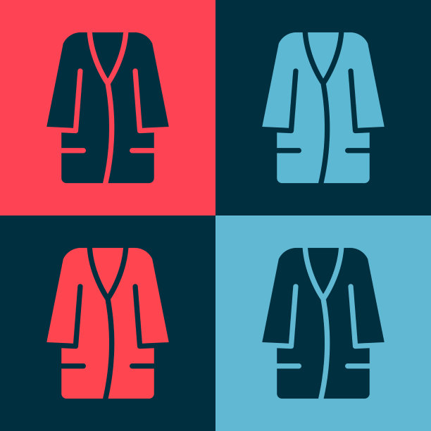 波普艺术浴袍图标孤立的颜色背景图片下载