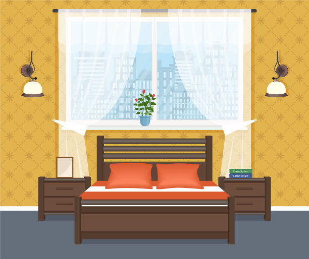 卧室室内设计有床头柜图片下载