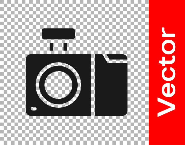 黑色照片相机图标隔离透明图片下载
