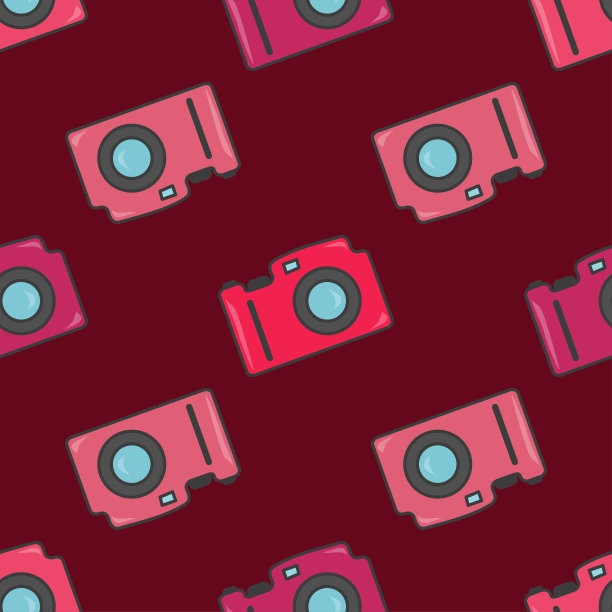 照片相机矢量彩色无缝图案图片下载
