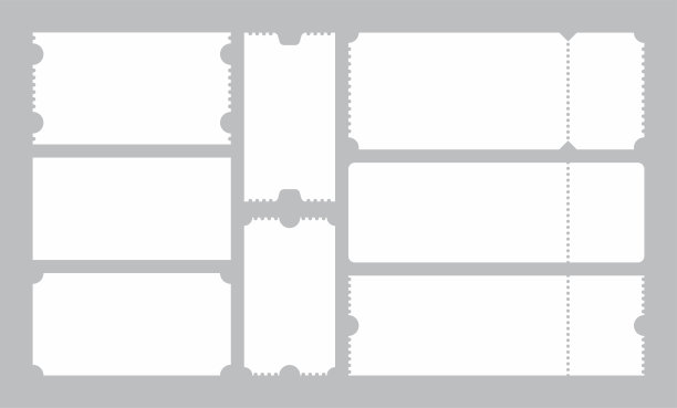 一套空白票模板。矢量插图。图片下载