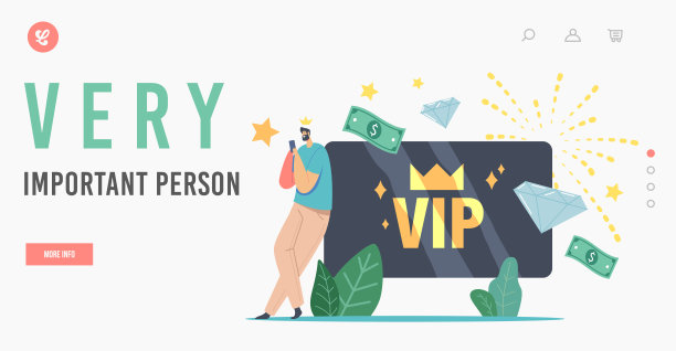 非常重要的人登陆页面模板。金冠中的男性角色使用金卡获得特权服务图片下载